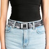 BD Wings Logo CLOSE-UP Full Color Black Silver Seatbelt Belt - Camo White Webbing