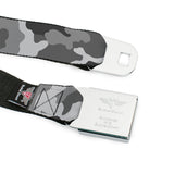 BD Wings Logo CLOSE-UP Full Color Black Silver Seatbelt Belt - Camo White Webbing