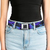 BD Wings Logo CLOSE-UP Full Color Black Silver Seatbelt Belt - Camo Blue Webbing - Buckle-Down - Flyclothing LLC