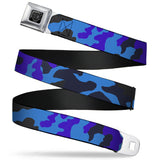 BD Wings Logo CLOSE-UP Full Color Black Silver Seatbelt Belt - Camo Blue Webbing - Buckle-Down - Flyclothing LLC