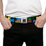 BD Wings Logo CLOSE-UP Full Color Black Silver Seatbelt Belt - Camo Multi Neon Webbing