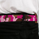 BD Wings Logo CLOSE-UP Full Color Black Silver Seatbelt Belt - Camo Pink Webbing
