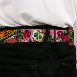 BD Wings Logo CLOSE-UP Full Color Black Silver Seatbelt Belt - Death Before Dishonor Pink Webbing - Buckle-Down - Flyclothing LLC