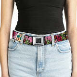 BD Wings Logo CLOSE-UP Full Color Black Silver Seatbelt Belt - Death Before Dishonor Pink Webbing - Buckle-Down - Flyclothing LLC
