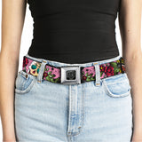 BD Wings Logo CLOSE-UP Full Color Black Silver Seatbelt Belt - Death Before Dishonor Pink Webbing - Buckle-Down - Flyclothing LLC