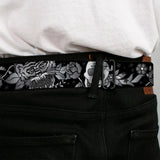 BD Wings Logo CLOSE-UP Full Color Black Silver Seatbelt Belt - Death Before Dishonor Black/White Webbing - Buckle-Down - Flyclothing LLC