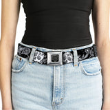 BD Wings Logo CLOSE-UP Full Color Black Silver Seatbelt Belt - Death Before Dishonor Black/White Webbing - Buckle-Down - Flyclothing LLC