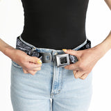 BD Wings Logo CLOSE-UP Full Color Black Silver Seatbelt Belt - Death Before Dishonor Black/White Webbing - Buckle-Down - Flyclothing LLC