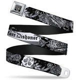 BD Wings Logo CLOSE-UP Full Color Black Silver Seatbelt Belt - Death Before Dishonor Black/White Webbing - Buckle-Down - Flyclothing LLC