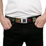 BD Wings Logo CLOSE-UP Full Color Black Silver Seatbelt Belt - Death Before Dishonor CLOSE-UP Black Webbing - Buckle-Down - Flyclothing LLC