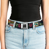 BD Wings Logo CLOSE-UP Full Color Black Silver Seatbelt Belt - Death Before Dishonor CLOSE-UP Black Webbing - Buckle-Down - Flyclothing LLC