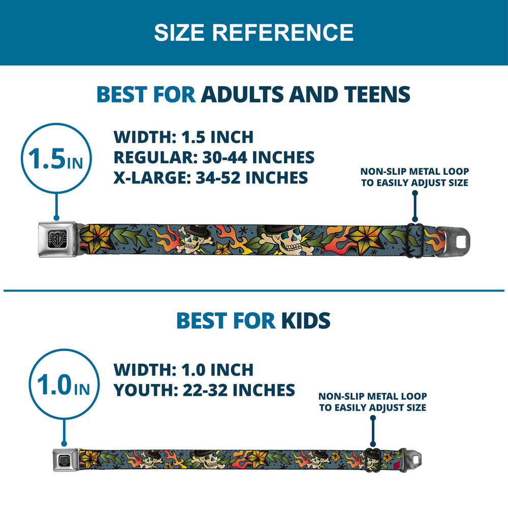 BD Wings Logo CLOSE-UP Full Color Black Silver Seatbelt Belt - Death or Glory CLOSE-UP Gray Webbing - Buckle-Down - Flyclothing LLC