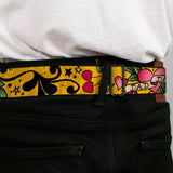 BD Wings Logo CLOSE-UP Full Color Black Silver Seatbelt Belt - Dad & Dad Yellow Webbing - Buckle-Down - Flyclothing LLC