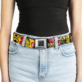 BD Wings Logo CLOSE-UP Full Color Black Silver Seatbelt Belt - Dad & Dad Yellow Webbing - Buckle-Down - Flyclothing LLC