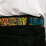 BD Wings Logo CLOSE-UP Full Color Black Silver Seatbelt Belt - Honor Tan Webbing - Buckle-Down - Flyclothing LLC