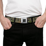 BD Wings Logo CLOSE-UP Full Color Black Silver Seatbelt Belt - Hunting Camo Webbing