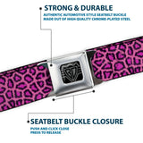 BD Wings Logo CLOSE-UP Full Color Black Silver Seatbelt Belt - Leopard Pink Fuchsia Webbing - Buckle-Down - Flyclothing LLC