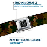 BD Wings Logo CLOSE-UP Full Color Black Silver Seatbelt Belt - Leaf/Branch Camo Tan/Browns/Greens Webbing - Buckle-Down - Flyclothing LLC