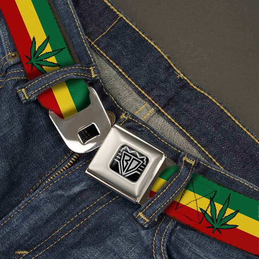 BD Wings Logo CLOSE-UP Full Color Black Silver Seatbelt Belt - Mustache Trio White/Black Webbing - Buckle-Down - Flyclothing LLC