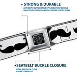 BD Wings Logo CLOSE-UP Full Color Black Silver Seatbelt Belt - Mustache Trio White/Black Webbing - Buckle-Down - Flyclothing LLC