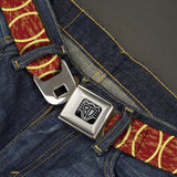 BD Wings Logo CLOSE-UP Full Color Black Silver Seatbelt Belt - Rings Camo Burnt Orange/Yellow Webbing - Buckle-Down - Flyclothing LLC