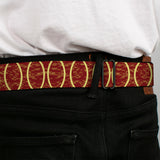 BD Wings Logo CLOSE-UP Full Color Black Silver Seatbelt Belt - Rings Camo Burnt Orange/Yellow Webbing - Buckle-Down - Flyclothing LLC