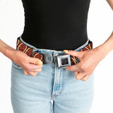 BD Wings Logo CLOSE-UP Full Color Black Silver Seatbelt Belt - Rings Camo Burnt Orange/Yellow Webbing - Buckle-Down - Flyclothing LLC
