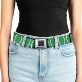 BD Wings Logo CLOSE-UP Full Color Black Silver Seatbelt Belt - Rings Camo Neon Green/White Webbing