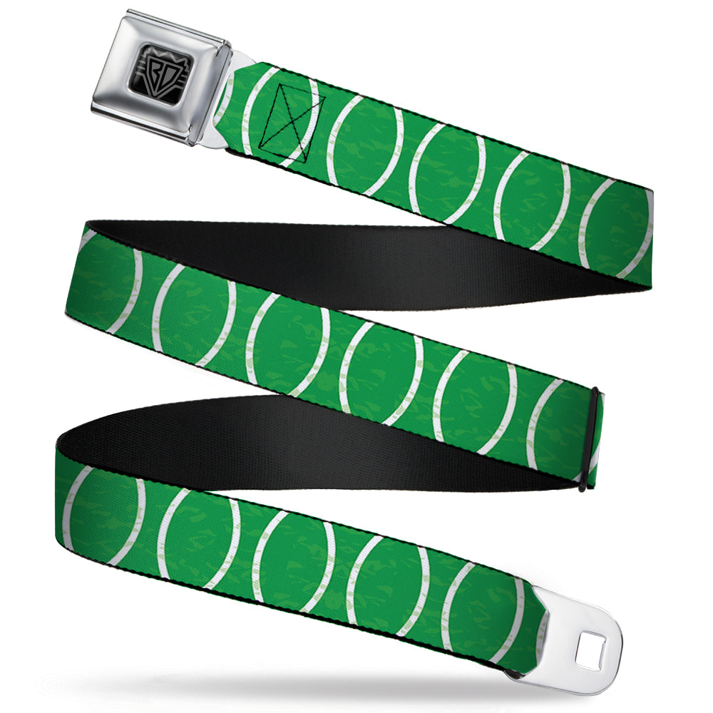 BD Wings Logo CLOSE-UP Full Color Black Silver Seatbelt Belt - Rings Camo Neon Green/White Webbing