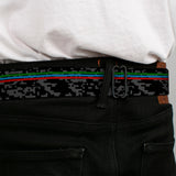 BD Wings Logo CLOSE-UP Full Color Black Silver Seatbelt Belt - Racing Stripes/Digital Camo Black/Gray/Green/Blue/Red Webbing