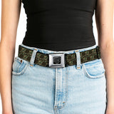 BD Wings Logo CLOSE-UP Full Color Black Silver Seatbelt Belt - Top Skulls Black/Camo Olive Webbing - Buckle-Down - Flyclothing LLC