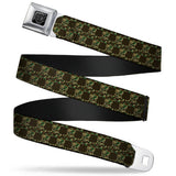 BD Wings Logo CLOSE-UP Full Color Black Silver Seatbelt Belt - Top Skulls Black/Camo Olive Webbing - Buckle-Down - Flyclothing LLC
