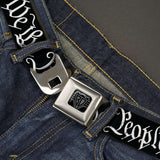 BD Wings Logo CLOSE-UP Black/Silver Seatbelt Belt - Americana Flag/WE THE PEOPLE Black/White Webbing - Buckle-Down - Flyclothing LLC