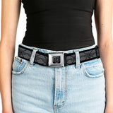 BD Wings Logo CLOSE-UP Full Color Black Silver Seatbelt Belt - BD Monogram2 Gray/Black Webbing - Buckle-Down - Flyclothing LLC