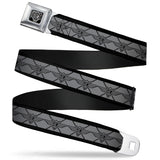BD Wings Logo CLOSE-UP Full Color Black Silver Seatbelt Belt - BD Monogram2 Gray/Black Webbing - Buckle-Down - Flyclothing LLC