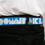 BD Wings Logo CLOSE-UP Full Color Black Silver Seatbelt Belt - BUCKLE-DOWN Shapes Turquoise/White Webbing - Buckle-Down - Flyclothing LLC
