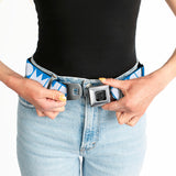 BD Wings Logo CLOSE-UP Full Color Black Silver Seatbelt Belt - BUCKLE-DOWN Shapes Turquoise/White Webbing - Buckle-Down - Flyclothing LLC
