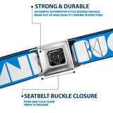 BD Wings Logo CLOSE-UP Full Color Black Silver Seatbelt Belt - BUCKLE-DOWN Shapes Turquoise/White Webbing - Buckle-Down - Flyclothing LLC