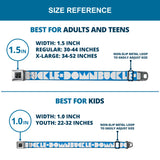 BD Wings Logo CLOSE-UP Full Color Black Silver Seatbelt Belt - BUCKLE-DOWN Shapes Turquoise/White Webbing - Buckle-Down - Flyclothing LLC