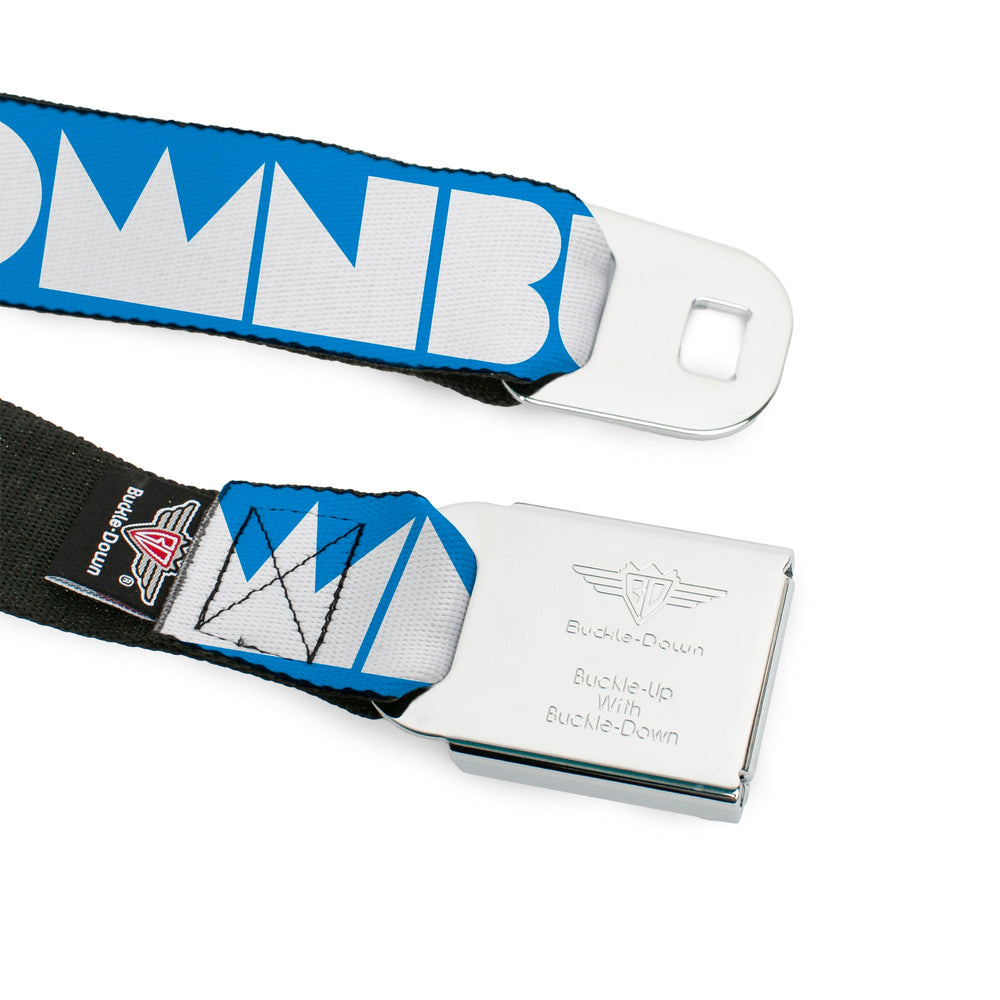 BD Wings Logo CLOSE-UP Full Color Black Silver Seatbelt Belt - BUCKLE-DOWN Shapes Turquoise/White Webbing - Buckle-Down - Flyclothing LLC