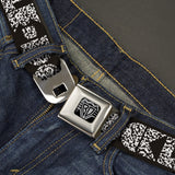 BD Wings Logo CLOSE-UP Full Color Black Silver Seatbelt Belt - BUCKLE-DOWN Shapes Black/Camo White/Black Webbing - Buckle-Down - Flyclothing LLC