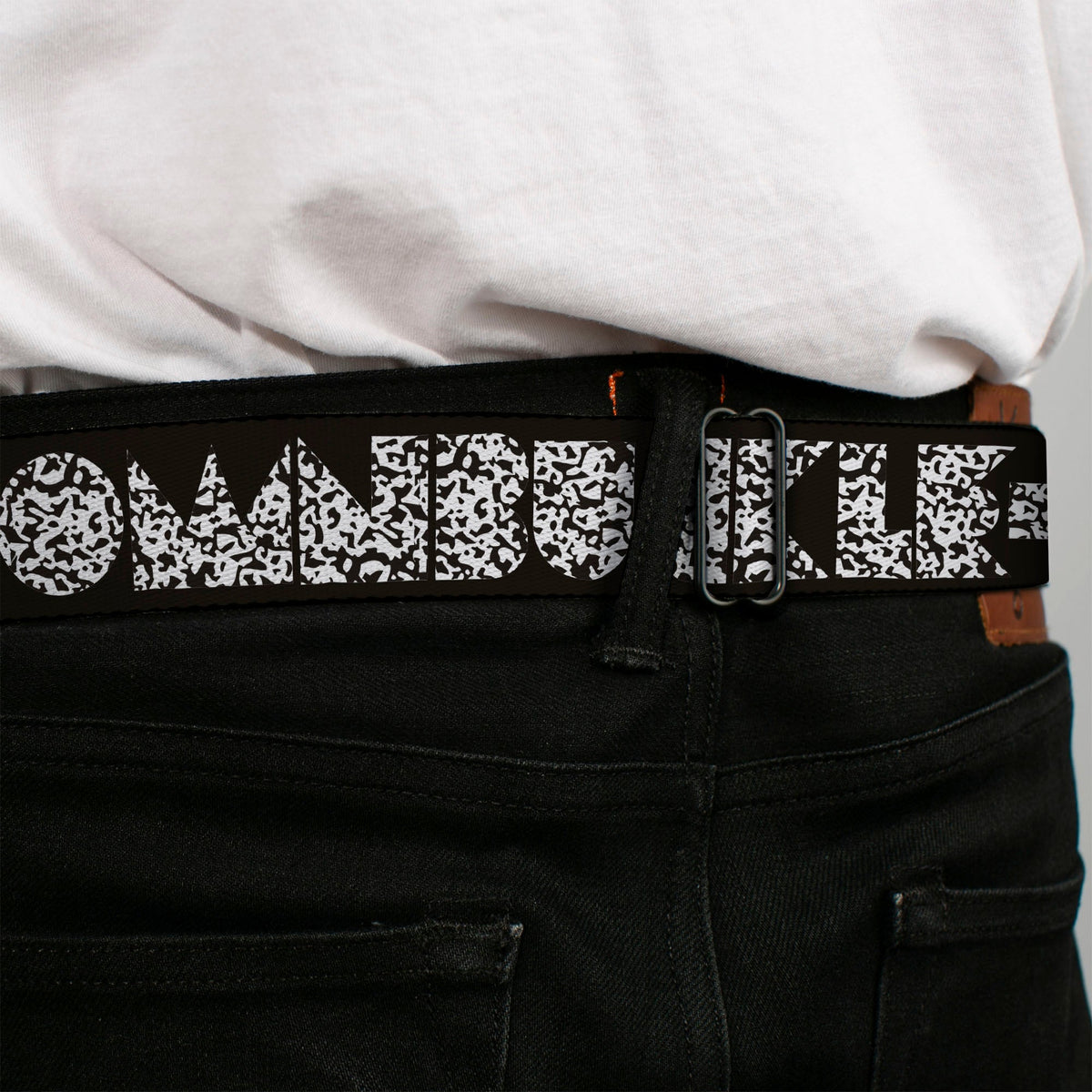 BD Wings Logo CLOSE-UP Full Color Black Silver Seatbelt Belt - BUCKLE-DOWN Shapes Black/Camo White/Black Webbing - Buckle-Down - Flyclothing LLC