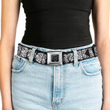 BD Wings Logo CLOSE-UP Full Color Black Silver Seatbelt Belt - BUCKLE-DOWN Shapes Black/Camo White/Black Webbing - Buckle-Down - Flyclothing LLC