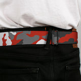 BD Wings Logo CLOSE-UP Full Color Black Silver Seatbelt Belt - Camo Orange Webbing