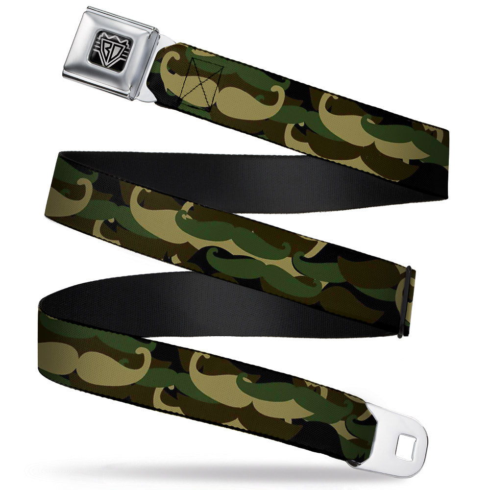 BD Wings Logo CLOSE-UP Full Color Black Silver Seatbelt Belt - Camo'stache Webbing - Buckle-Down - Flyclothing LLC