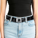 BD Wings Logo CLOSE-UP Full Color Black Silver Seatbelt Belt - Camo Charcoal Webbing - Buckle-Down - Flyclothing LLC