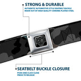 BD Wings Logo CLOSE-UP Full Color Black Silver Seatbelt Belt - Camo Charcoal Webbing - Buckle-Down - Flyclothing LLC