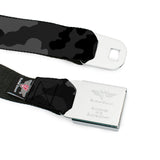 BD Wings Logo CLOSE-UP Full Color Black Silver Seatbelt Belt - Camo Charcoal Webbing - Buckle-Down - Flyclothing LLC