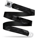 BD Wings Logo CLOSE-UP Full Color Black Silver Seatbelt Belt - Camo Charcoal Webbing - Buckle-Down - Flyclothing LLC