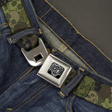 BD Wings Logo CLOSE-UP Full Color Black Silver Seatbelt Belt - Camo Olive Skull Yard Webbing - Buckle-Down - Flyclothing LLC